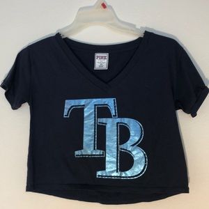 PINK VS Rays Tampa Baseball Crop Top Bling XS